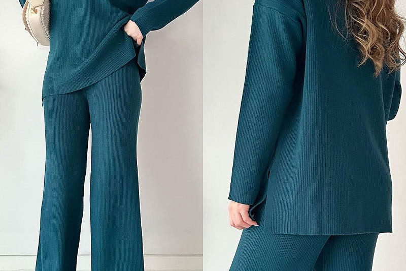 Amalia™ | Casual 2-Delige Set met V-Hals en Elegante Split