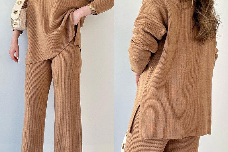 Amalia™ | Casual 2-Delige Set met V-Hals en Elegante Split