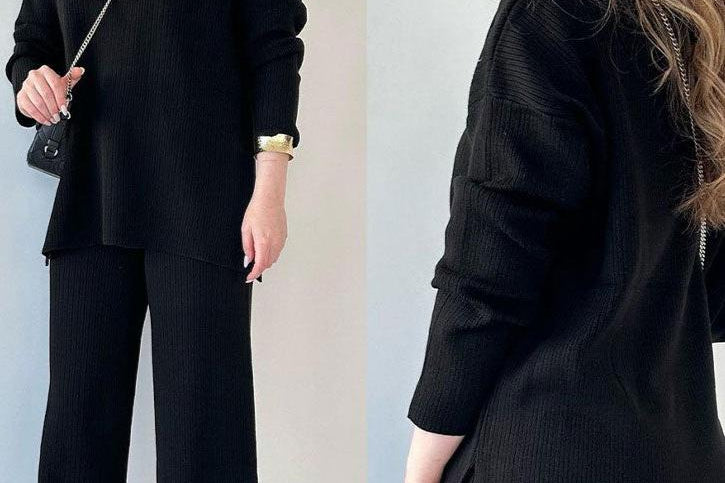 Amalia™ | Casual 2-Delige Set met V-Hals en Elegante Split